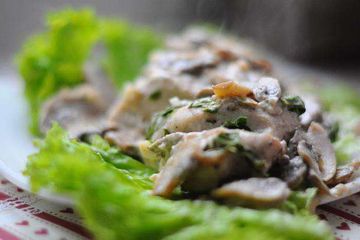 фото рецепта Куриные грудки со шпинатом и грибами
