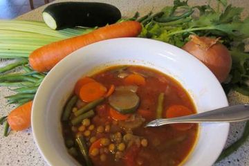 фото рецепта Суп с зеленой чечевицей и овощами