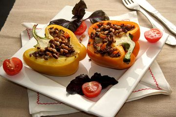 фото рецепта Запеченый перец с куриными сердечками