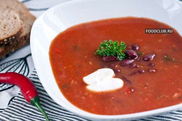 фото рецепта Острый томатный суп с фасолью