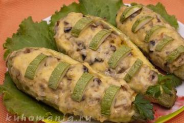 фото рецепта Кабачки, фаршированные рисом и грибами