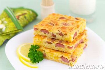 фото рецепта Пирог с сыром и сосисками