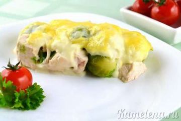 фото рецепта Брюссельская капуста и куриное филе под соусом