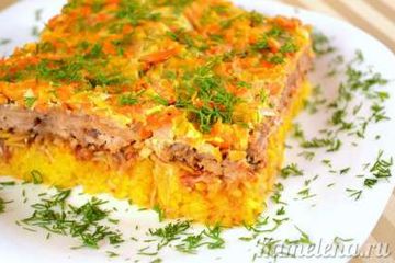 фото рецепта Запеканка с фаршем и рисом