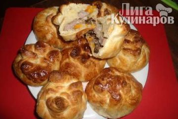 фото рецепта Слоеные узелки с мясом