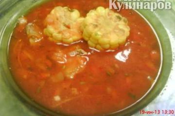 фото рецепта Томатный суп с кукурузой