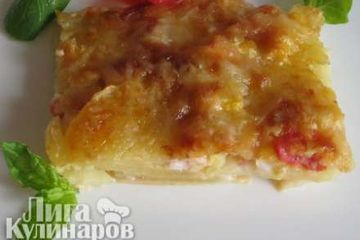 фото рецепта Картофель, запеченный с овощами и  ветчиной