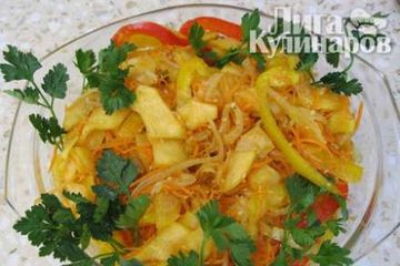фото рецепта Закуска из кабачков с овощами по-корейски