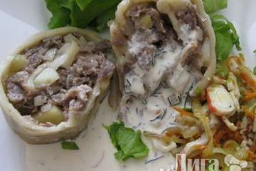 фото рецепта Рулет с фаршем и картофелем в мультиварке