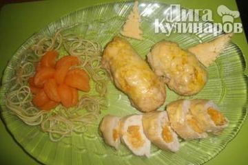 фото рецепта Куриные рулетики с мандаринами Новогодние