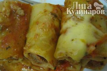 фото рецепта Каннелони с начинкой из мясного фарша