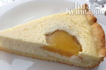 фото рецепта Творожный пирог с персиками (Чизкейк с персиками)