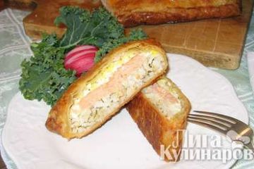 фото рецепта Кулебяка с рыбой и рисом