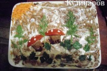 фото рецепта Закусочный торт из куриной печени