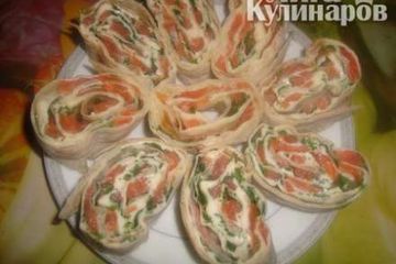 фото рецепта Роллы из лаваша с красной рыбой