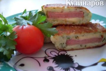 фото рецепта Картофельные пирожки с колбасой и сыром