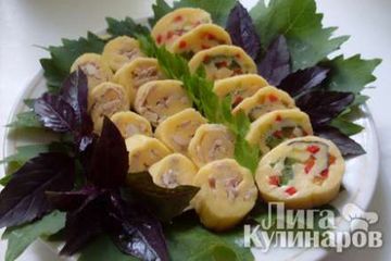 фото рецепта Сырные рулеты с начинкой