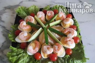 фото рецепта Яйца фаршированные креветками.