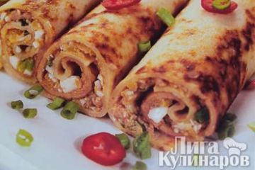 фото рецепта Блинчики с печенью трески