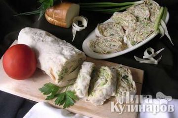 фото рецепта Рулет с ветчиной и сыром