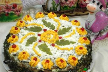 фото рецепта Печеночный торт с сыром