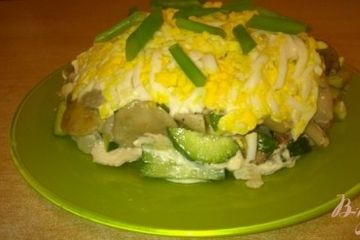 фото рецепта Куриный салат с яйцами и грибами