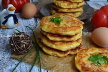 фото рецепта Оладьи с яйцом и ветчиной