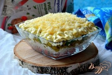 фото рецепта Слоеный Оливье с рисом