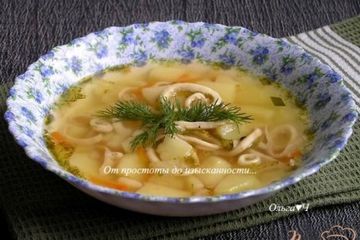 фото рецепта Овощной суп с кальмарами