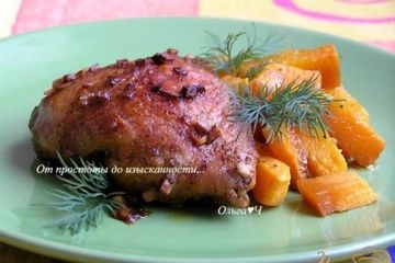 фото рецепта Пряные куриные бедрышки с тыквой