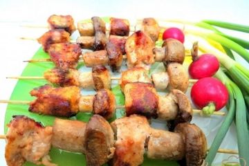 фото рецепта Куриные шашлычки с грибами