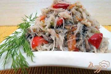 фото рецепта Рисовая лапша с овощами и грибами