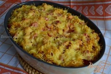 фото рецепта Запеканка из макарон с копченой курицей