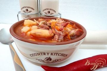 фото рецепта Суп из фасоли с копчёностями