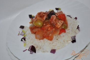 фото рецепта Томатная сальса с кальмарами