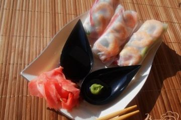 фото рецепта Блинчики из рисовой бумаги с креветками и овощами
