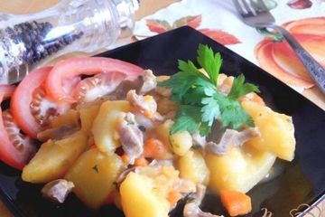 фото рецепта Куриные желудочки с картофелем