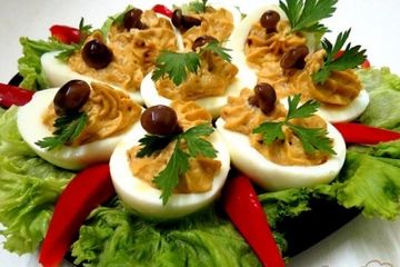 фото рецепта Яйца фаршированные жареными шампиньонами