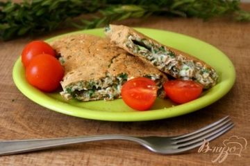 фото рецепта Овсяный блинчик с сыром и зеленью