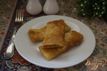 фото рецепта Блины с сыром и ветчиной