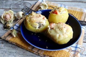 фото рецепта Картофельные лодочки с брокколи и помидорами
