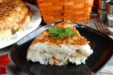 фото рецепта Сытная рисовая запеканка со свининой и овощами