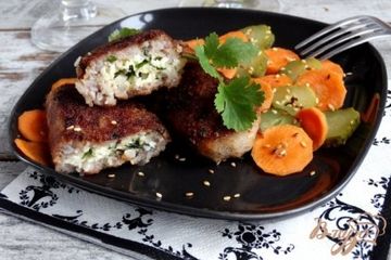 фото рецепта Куриные гречаники с яично-сырной начинкой