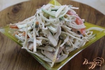 фото рецепта Салат овощной с свежими шампиньонами и сельдереем