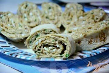 фото рецепта Рулеты из лаваша с тунцом