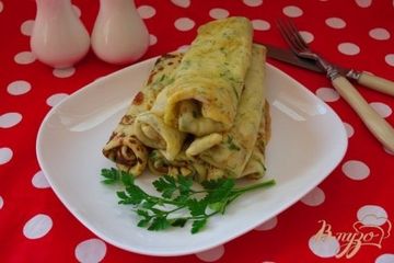 фото рецепта Блины с сыром и зеленью