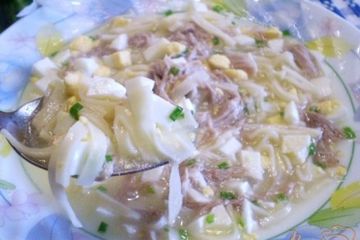 фото рецепта Домашняя лапша с индейкой и яйцом