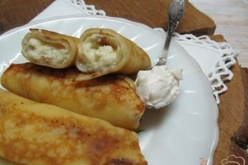 фото рецепта Блинчики с творогом яблоком и корицей