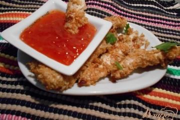 фото рецепта Палочки из куриного филе в панировке из овсяных хлопьев