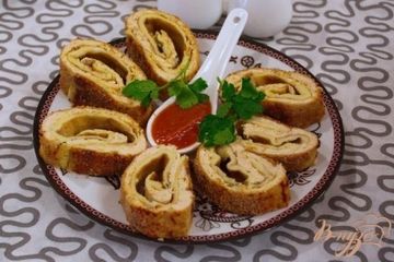 фото рецепта Куриный рулет с омлетом в духовке